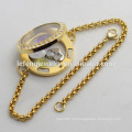 25mm 316l aço inoxidável ouro pérola Cadeia de vidro pulseira locket, pulseira com cristal